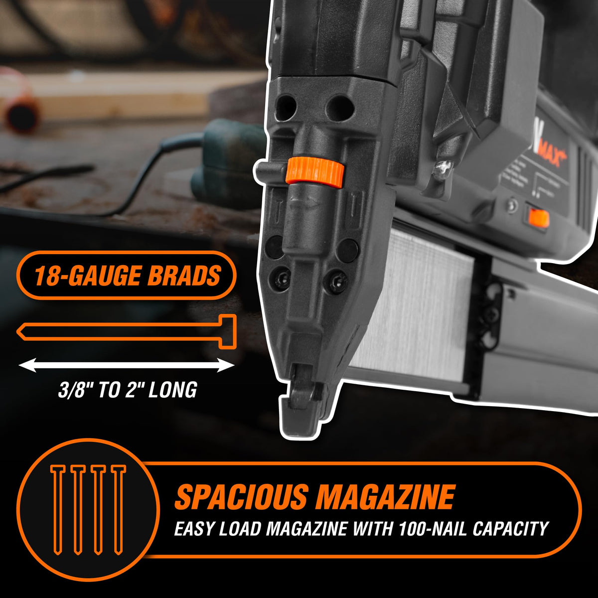 20V Max Cordless 18-Gauge Brad Nailer with Battery and Charger J41870