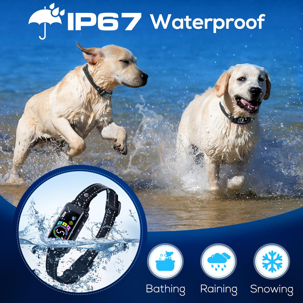 2 Pack Adjustable Bark Collar with Beep Vibration Shock L795058