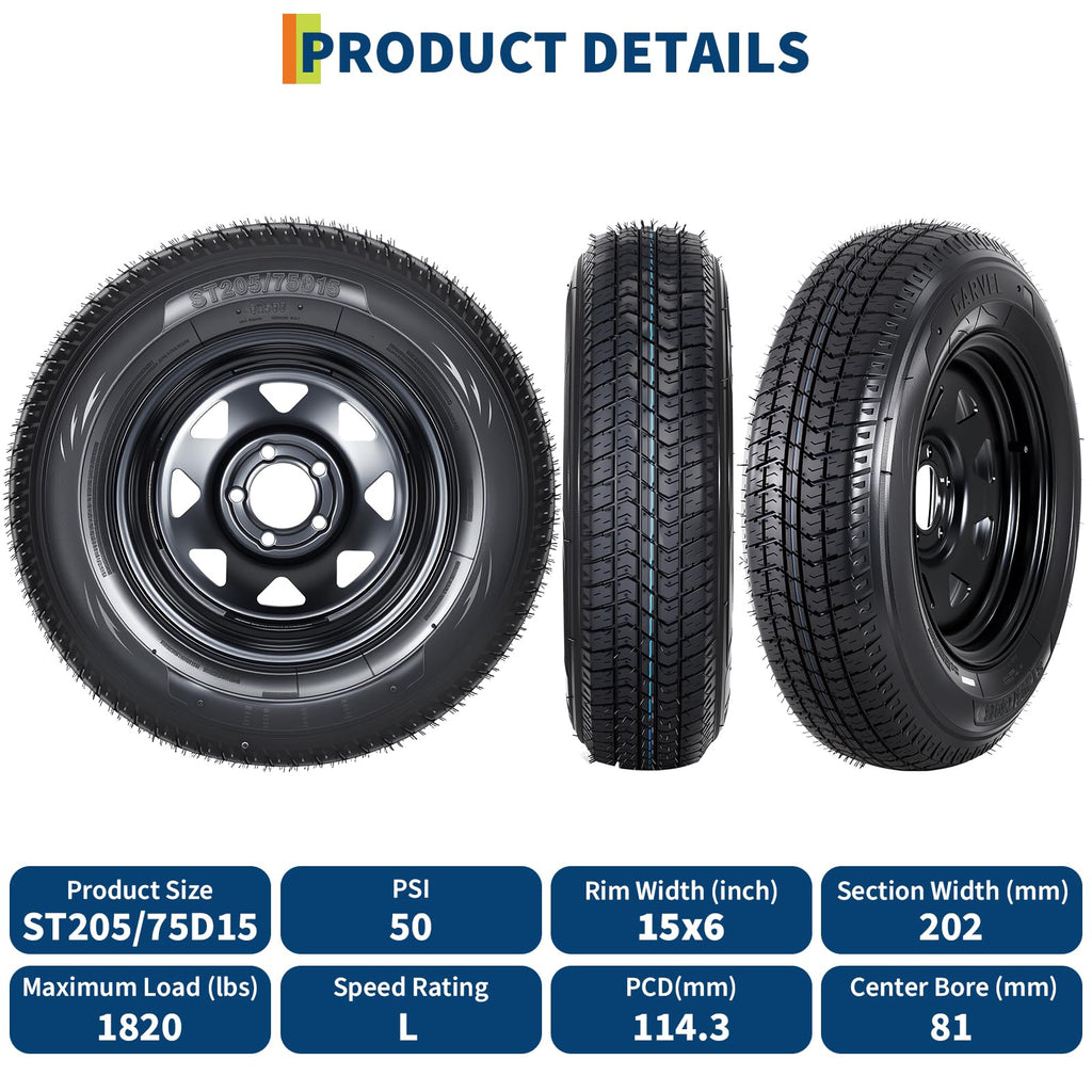 2-Pack ST205/75D15 Trailer Tires and 15" Rims C650228