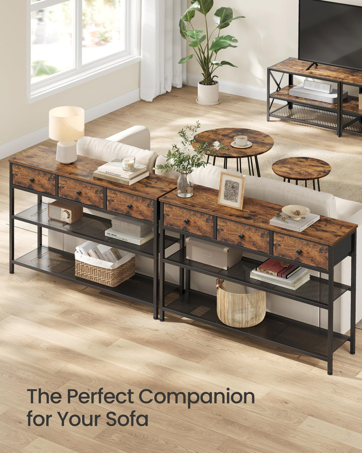Console Table with 3 Fabric Drawers X658725