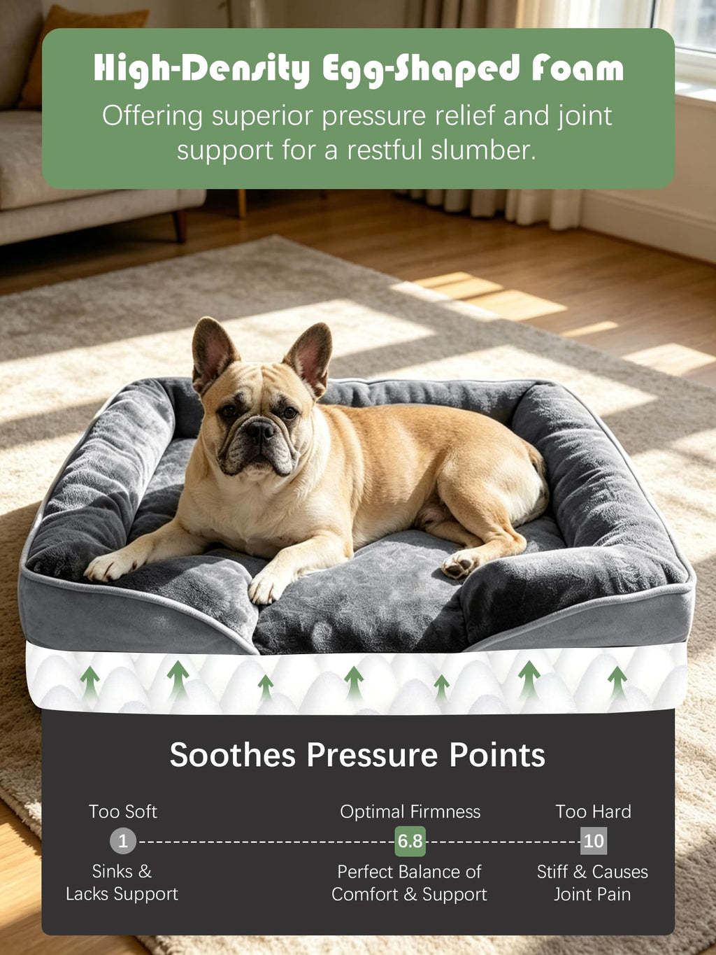 Orthopedic Dog Bed with Sides Grey M164614