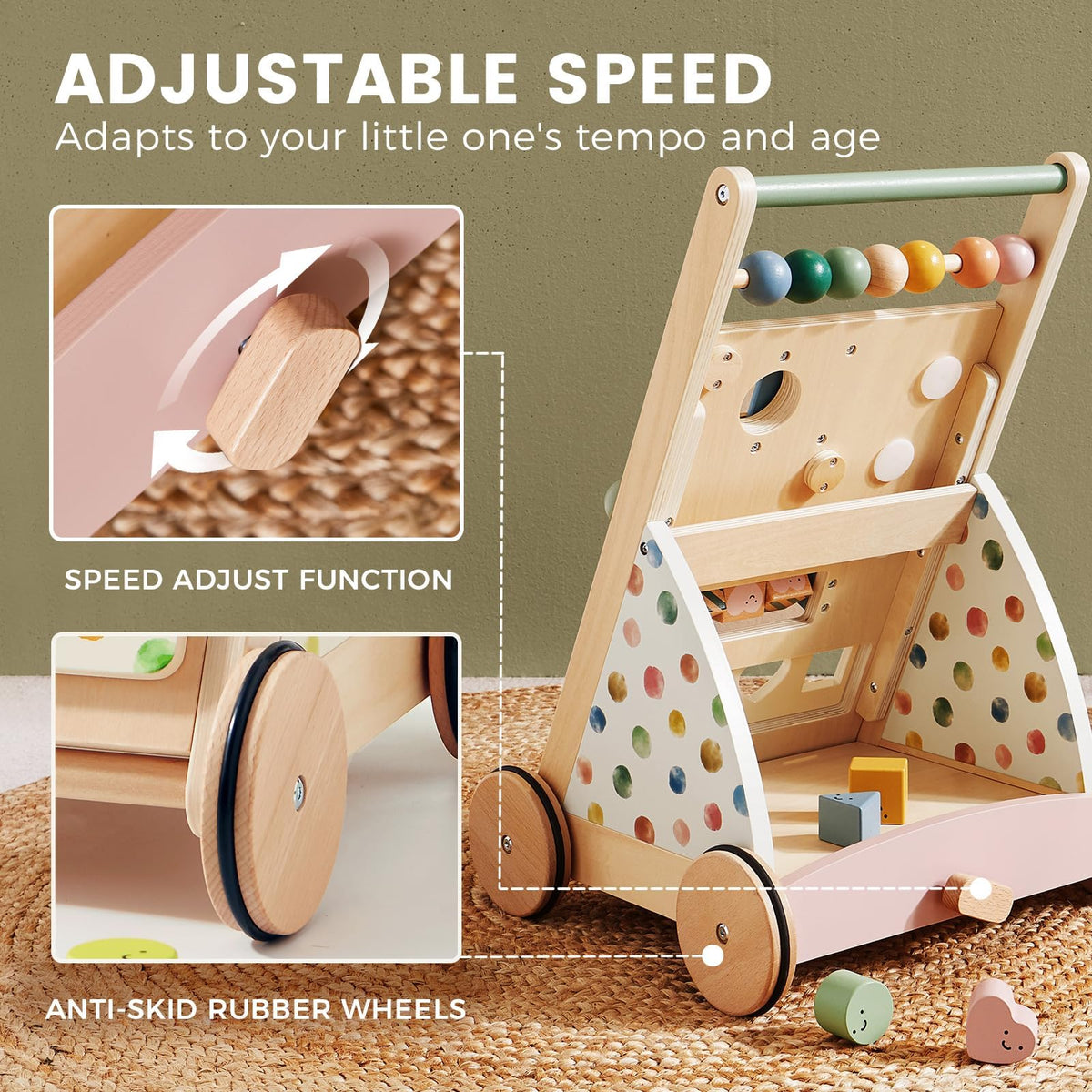 Wooden Baby Walker with Activity Center I928332