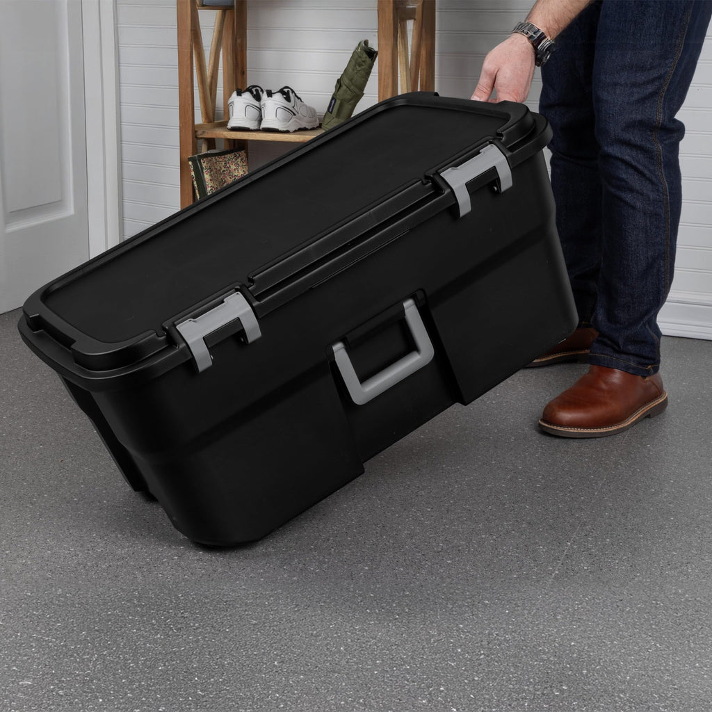 Black 22Gal Wheeled Lockable Storage Footlocker T664616