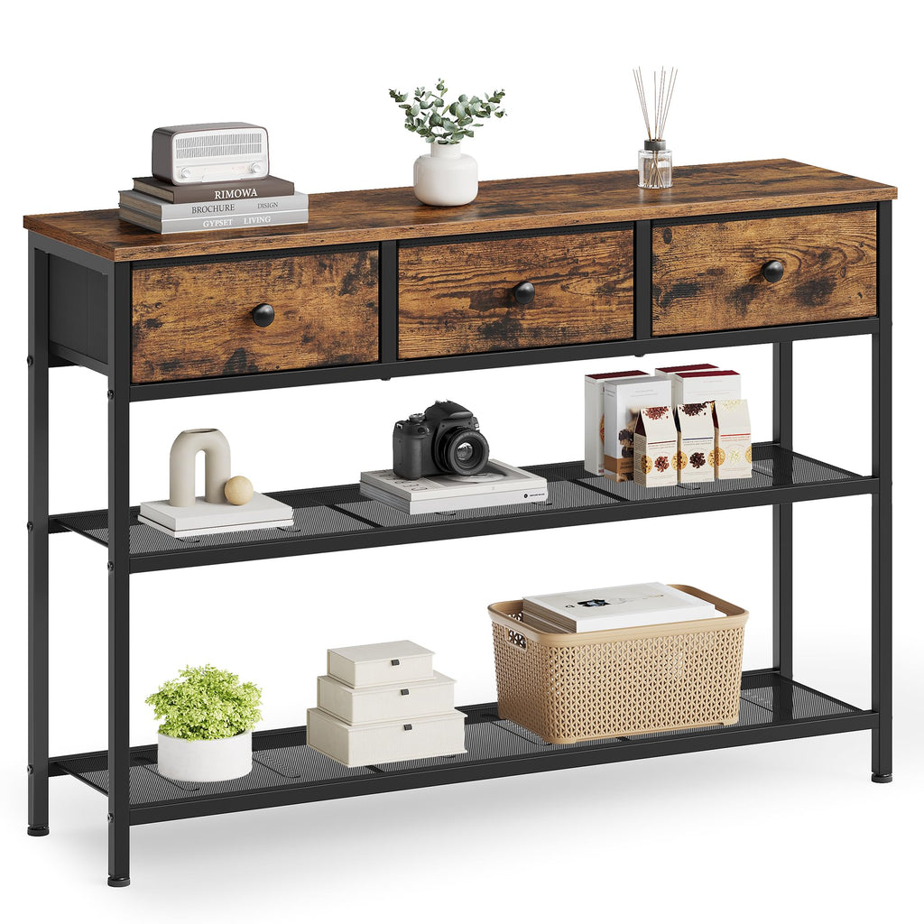 Console Table with 3 Fabric Drawers X658725
