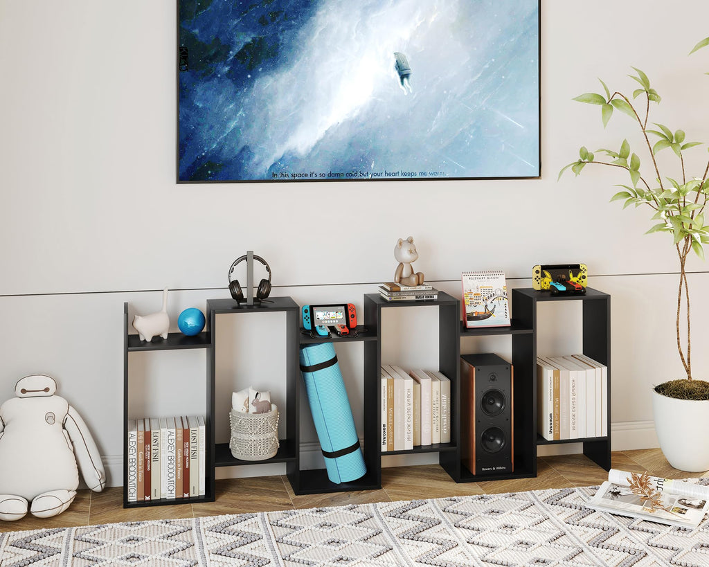 6-Tier Geometric S Shaped Wood Bookshelf H291