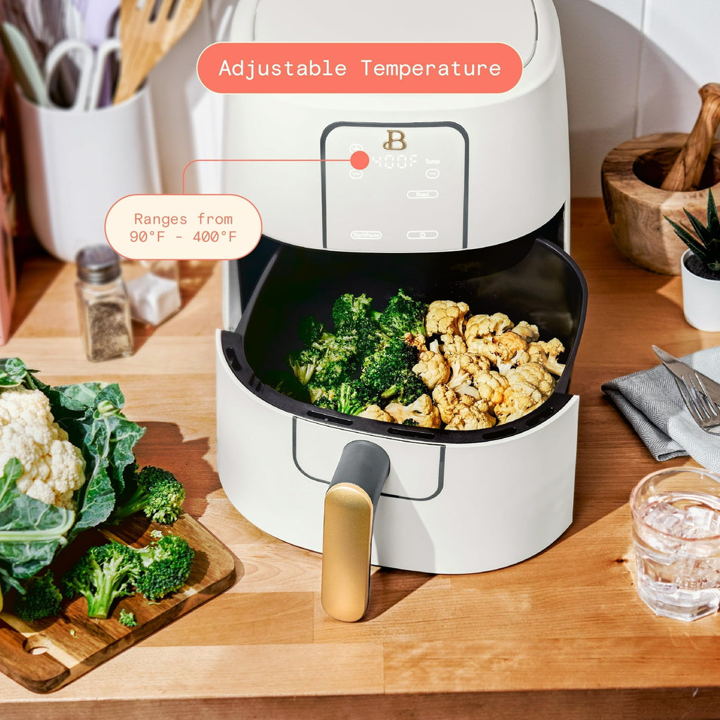 6 Quart Air Fryer with Touch-Activated Display, 4-in-1 Countertop Air Fryer 1750W, Nonstick Dishwasher Safe, White Icing E596892