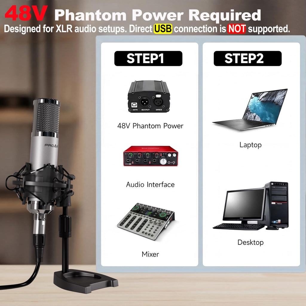 XLR Condenser Microphone with Desktop Stand T21509