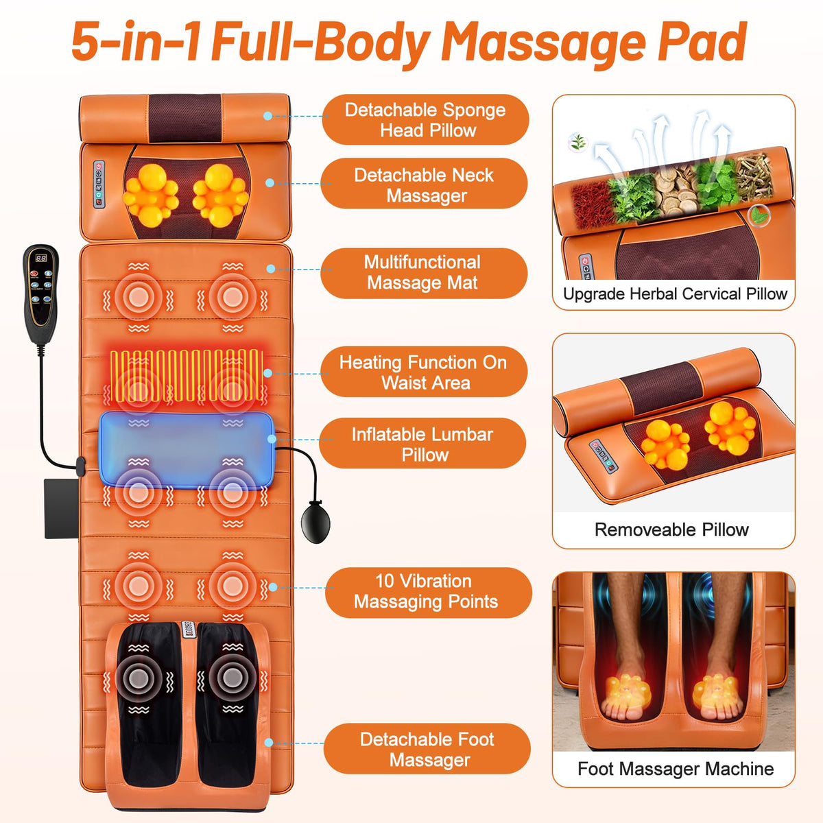 Full Body Massage Mat with Calf Vibration and Foot Massager H9584