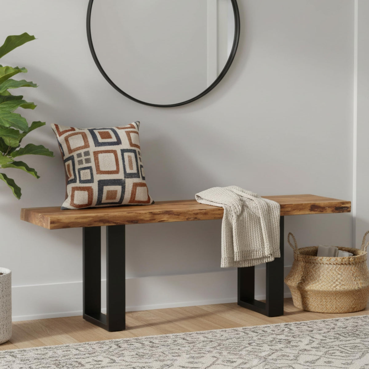 Solid Wood Entryway Bench Z6536