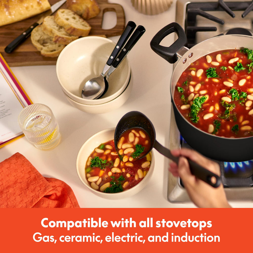 12 Piece Ceramic Nonstick Cookware Set Black I72722