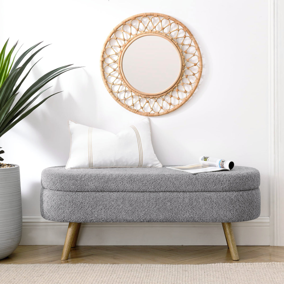 Oval Storage Bench with Rubber Wood Legs G442