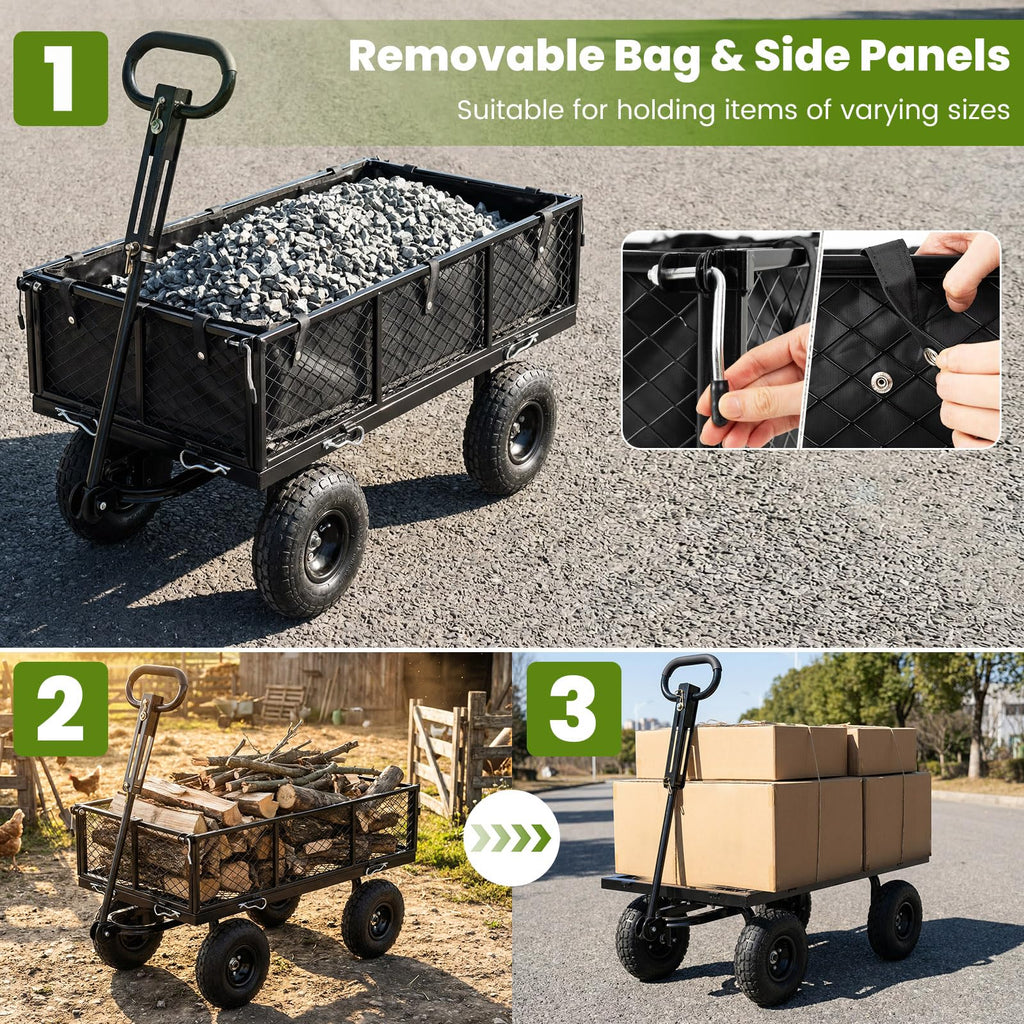 Heavy Duty Metal Garden Cart with Removable Liner V3007