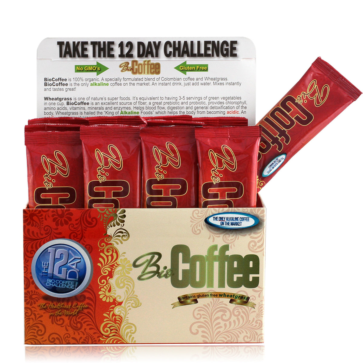 Organic Instant Non-dairy Alkaline Coffee 12 Sachet Box X545313