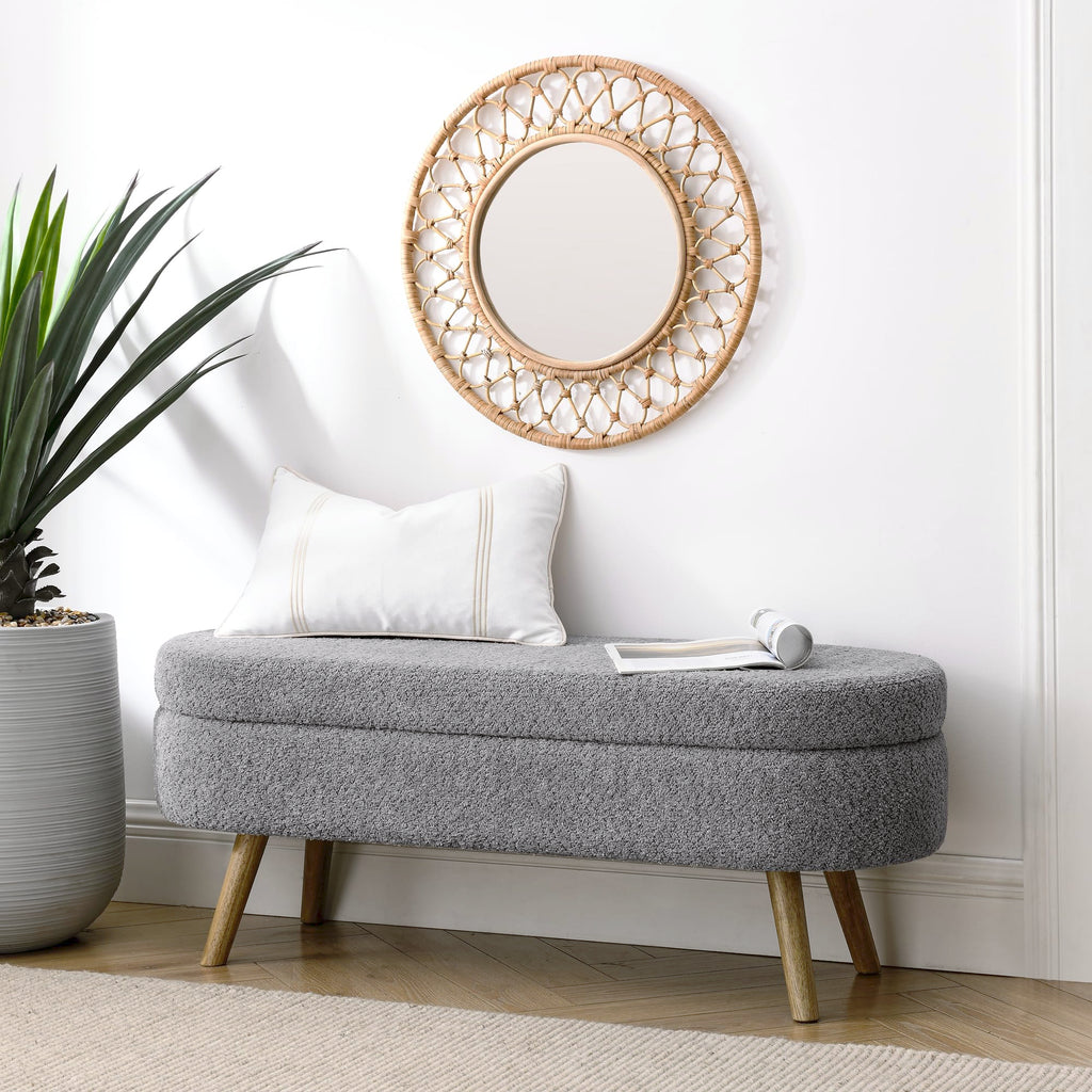 Oval Storage Bench with Rubber Wood Legs G442