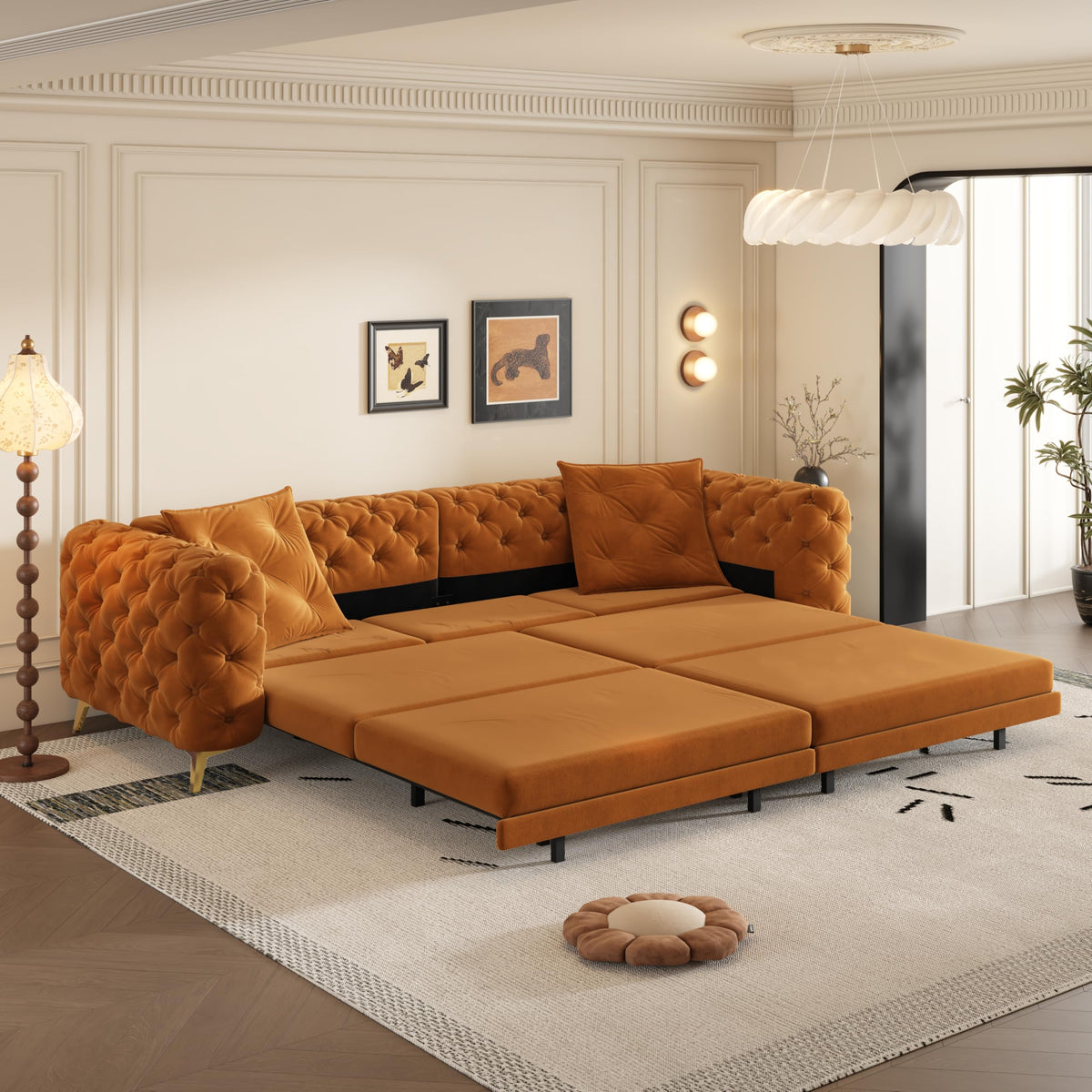 Orange Velvet Sofa Bed M1710