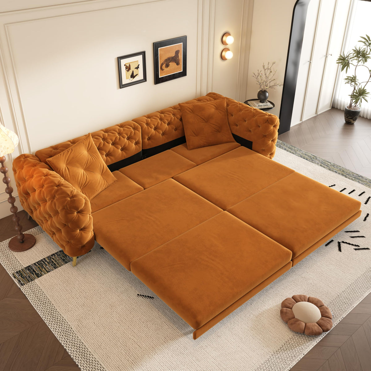 Orange Velvet Sofa Bed M1710