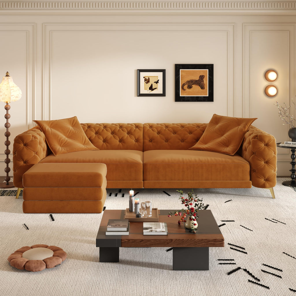 Orange Velvet Sofa Bed M1710