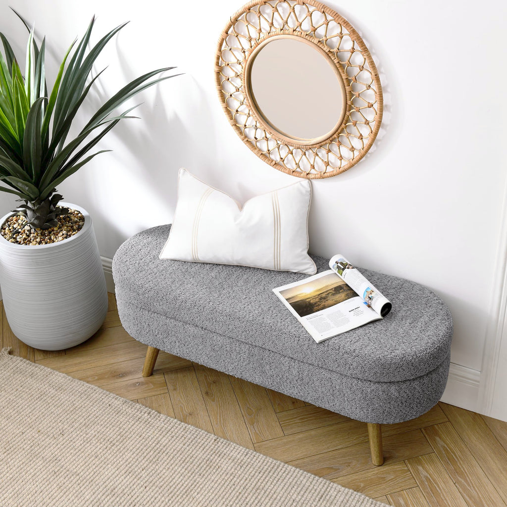 Oval Storage Bench with Rubber Wood Legs G442