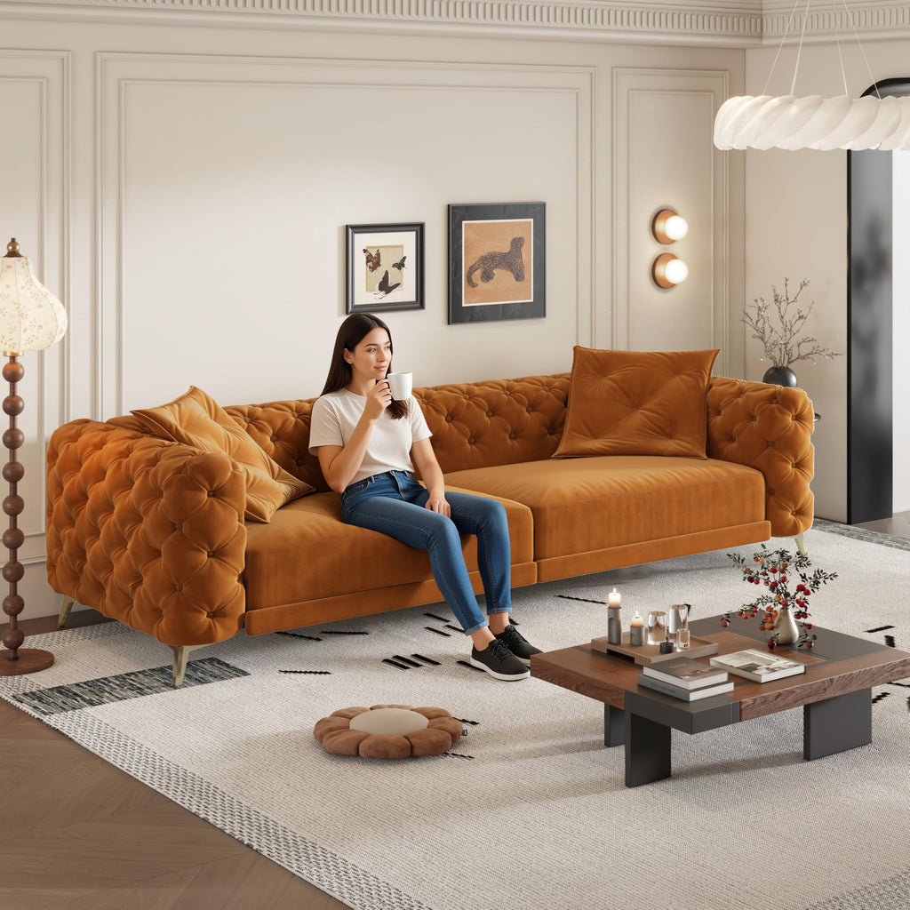 Orange Velvet Sofa Bed M1710